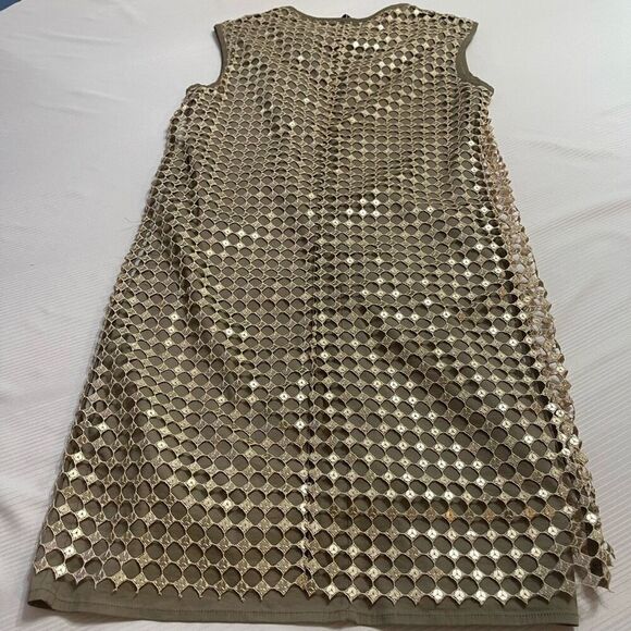 NWT LIVIANA CONTI Gold Sequin Taupe Dress Size 42 New - Picture 7 of 8